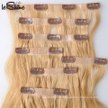 Wholesale Hot Selling Full Cuticles Double Drawn Remy Skin hair extension seamless clip in